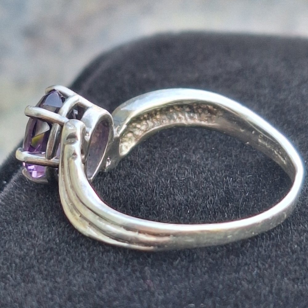 Southwestern Amethyst Ring 'PGR', Retro Style Sz 8 Marked "Sterling" VTG - Picture 6 of 11